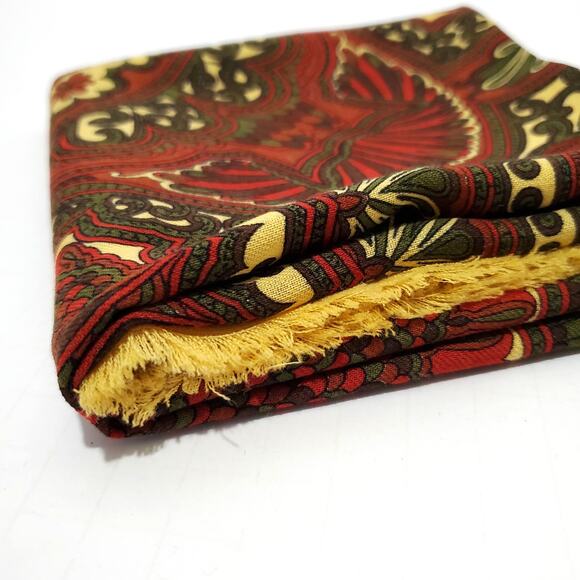 Vtg Stix Baer & Fuller Scarf Green Rust Golden Geo Floral Pattern 26.5" Square - Picture 15 of 16